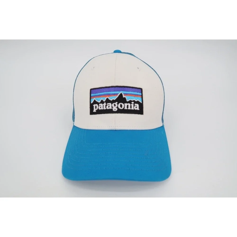 Patagonia P-6 Logo Trucker Hat White Vessel Blue Snapback Mesh Cap WVLB‎